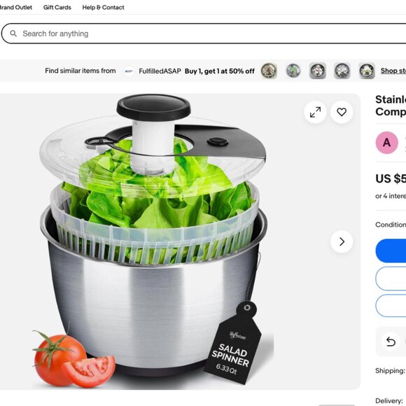 Cook's large stainless steel salad spinner.  ( new with box) - Picture 9 of 11